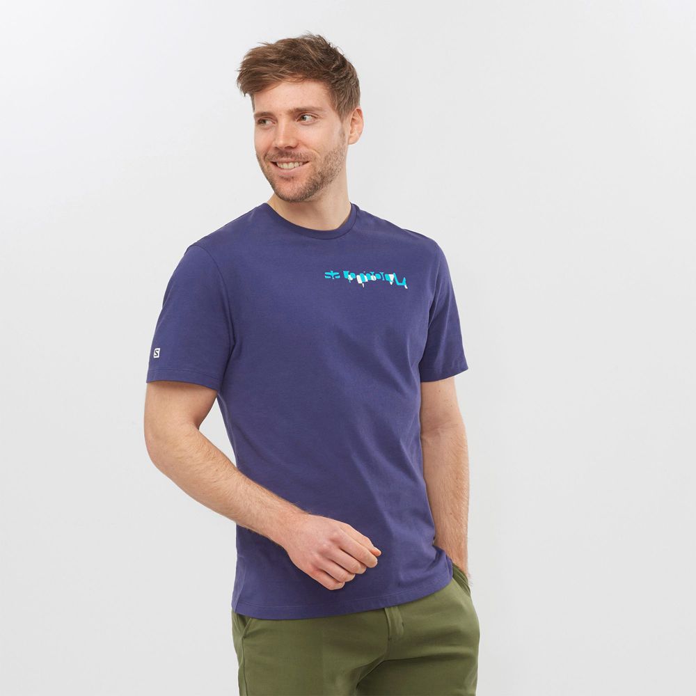 Salomon Israel OUTLIFE GRAPHIC DISRUPTED TYPE SS M - Mens T shirts - Navy (RUYB-67480)